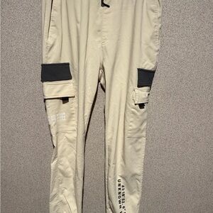 Stylish Men's Tan Cargo Pants with Black Details